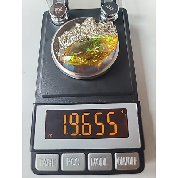 925 Sterling Silver Faceted Crystal Pendant Necklace Vintage Made In Mexico - Picture 10 of 10